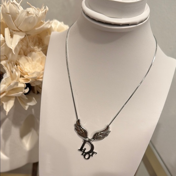 Christian Dior Logo Wings Pendant Necklace